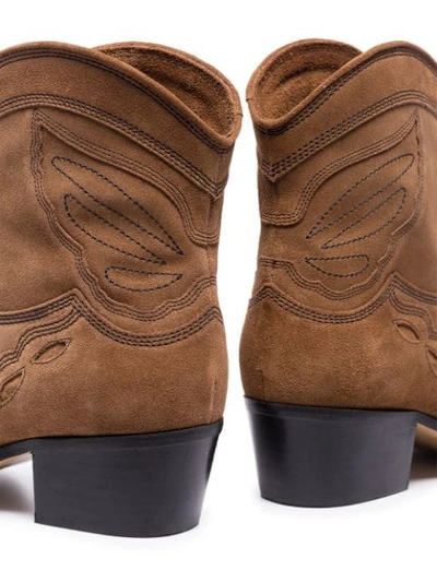 Shop Ganni Brown Low Texas 40 Suede Ankle Boots