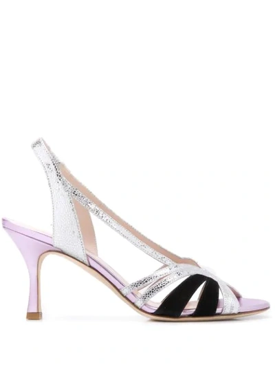 Shop Gia Couture Metallic Strappy Sandals In Silver