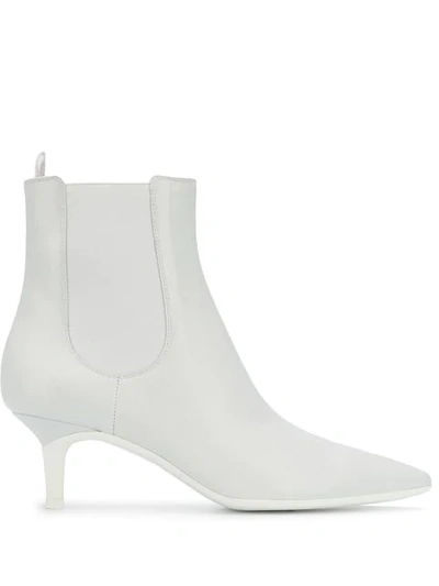 Shop Gianvito Rossi Kitten Heel Ankle Boots In White