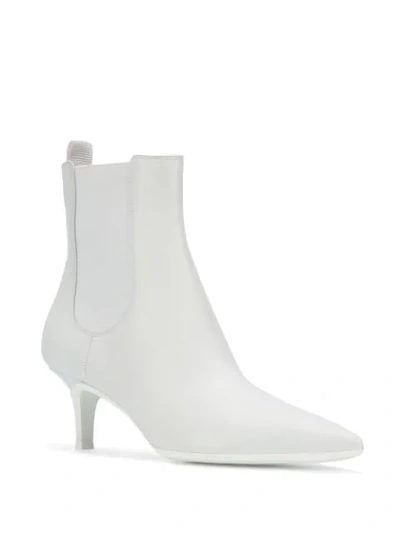 Shop Gianvito Rossi Kitten Heel Ankle Boots In White