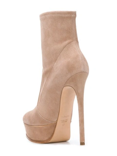 Shop Casadei Platform Ankle Boots - Neutrals