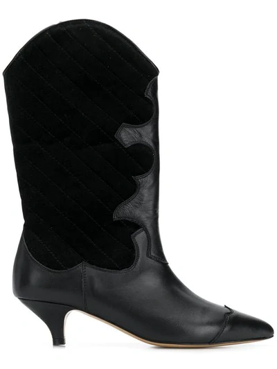 Shop Ganni Heeled Texan Boots In Black