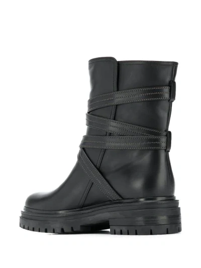 GIANVITO ROSSI BUCKLED MILITARY BOOTS - 黑色