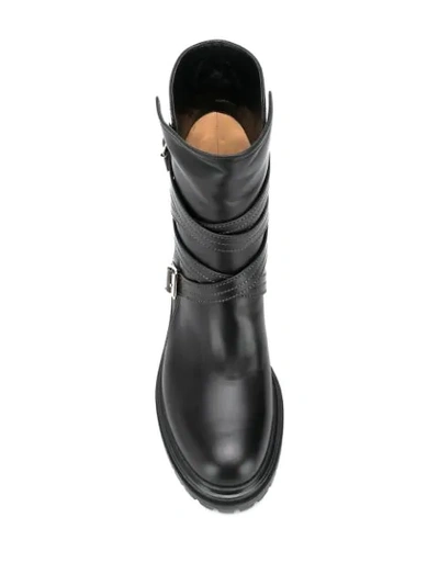 GIANVITO ROSSI BUCKLED MILITARY BOOTS - 黑色