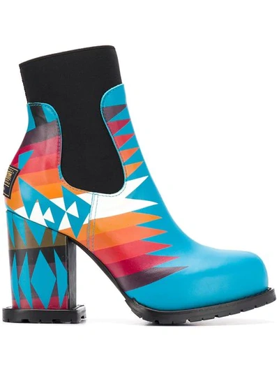 Shop Sacai Platform Ankle Boots In Blue