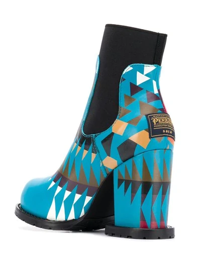 Shop Sacai Platform Ankle Boots In Blue
