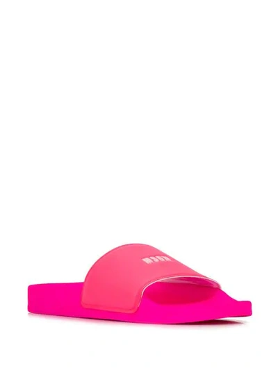 Shop Msgm Logo Print Slides In Pink