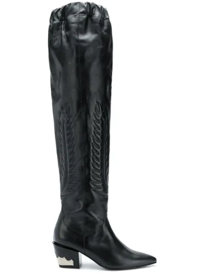 Shop Toga Pointed Knee-length Boots In Black
