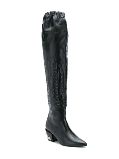 Shop Toga Pointed Knee-length Boots In Black
