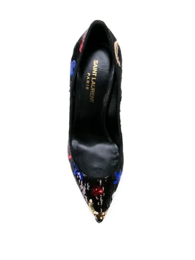 SAINT LAURENT STAR AND MOON SEQUINNED PUMPS - 黑色