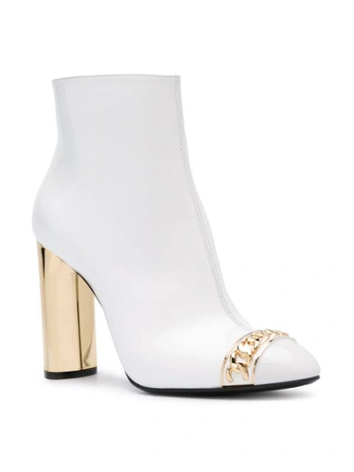 Shop Casadei Chain Toe Ankle Boots - White