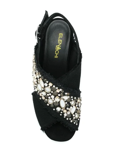 Shop Elena Iachi Embellished Open-toe Sandals In Black