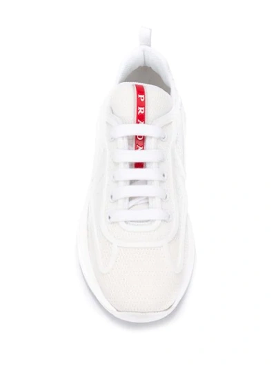 Shop Prada Bike Fabric Sneakers - White