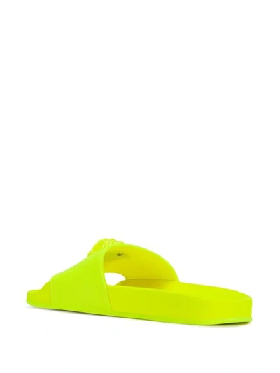 Shop Versace Medusa Motif Pool Slides In Yellow