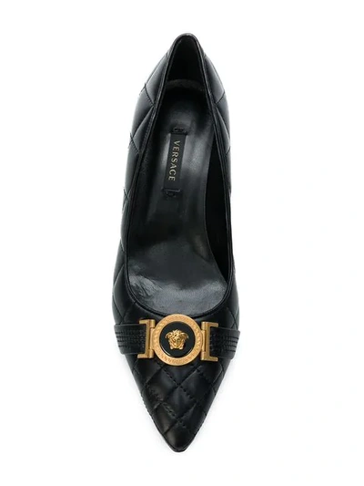 Shop Versace Quilted Icon Pumps In K41t Nero Oro