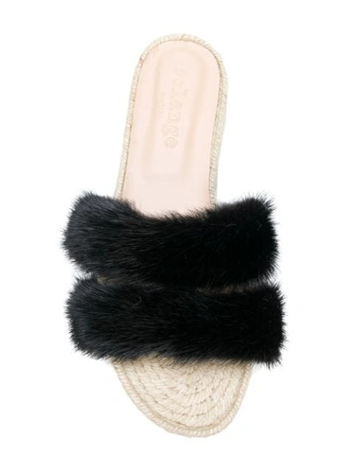 Shop Solange Sandals Fur Detail Slip-on Sandals In Black