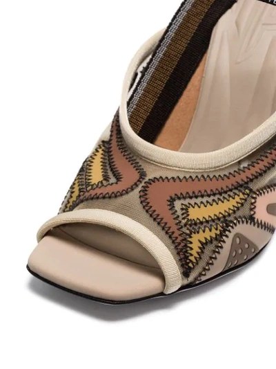 Shop Fendi 105 Mesh Slingback Sandals In Neutrals