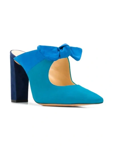 Shop Alexandre Birman Bow Pointed Mules In Blue