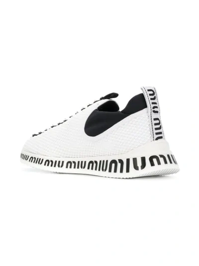 Shop Miu Miu Mesh Slip-on Sneakers In F0009 Bianco