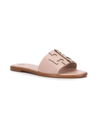 Shop Tory Burch Logo Embossed Sandals In Pink