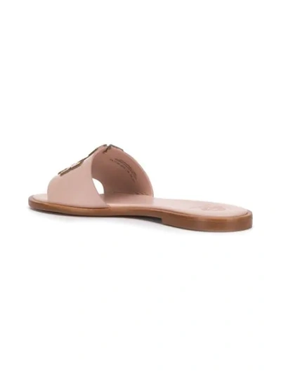 Shop Tory Burch Logo Embossed Sandals In Pink