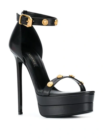 Shop Versace Medusa Stud Icon Platform Sandals In Black