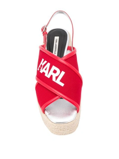 Shop Karl Lagerfeld Kamini Platform Sling In Red