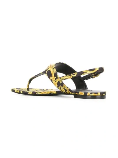 VERSACE BAROQUE-PRINT SATIN SANDALS - 黑色