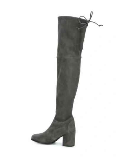 Shop Stuart Weitzman 'tieland' Block Heel Boots In Grey