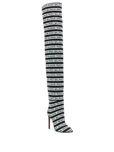 Shop Balmain Janis Thigh-high Boots In Black