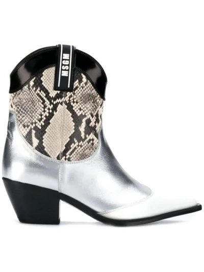 Shop Msgm Snakeskin Effect Cowboy Boots In 23