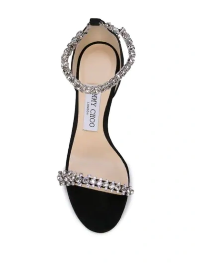 Shop Jimmy Choo Shiloh Gemstone Embellished Heeled Sandals In Black