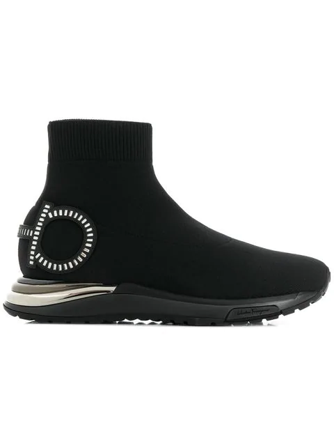 Salvatore Ferragamo Women's Shoes High Top Trainers Sneakers Gardena  Gancini In Black | ModeSens