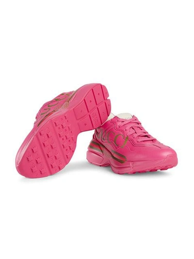 Shop Gucci Rhyton  Logo Leather Sneaker In Pink