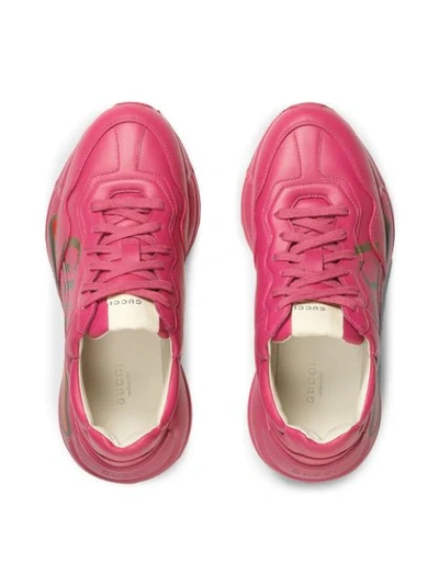 Shop Gucci Rhyton  Logo Leather Sneaker In Pink