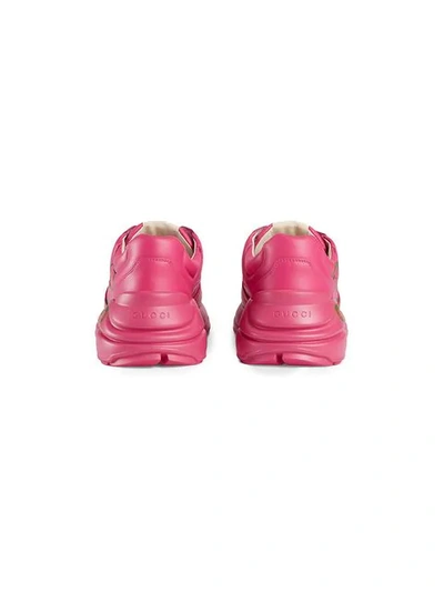 Shop Gucci Rhyton  Logo Leather Sneaker In Pink