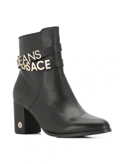 Shop Versace Jeans Ankle Straps Boots In Black