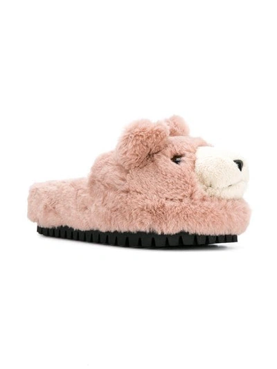 Shop Dolce & Gabbana Teddy Bear Slippers In 80404 Pink