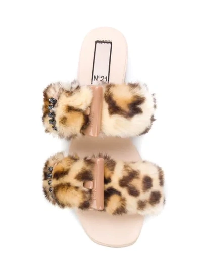 Shop N°21 Faux Fur Trim Slides In Neutrals