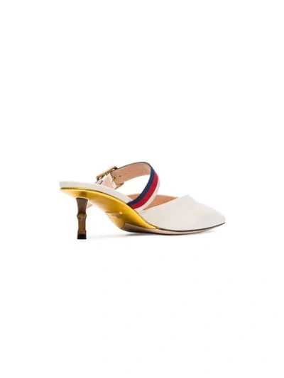 Shop Gucci 45 Mules With Bamboo Heel In White