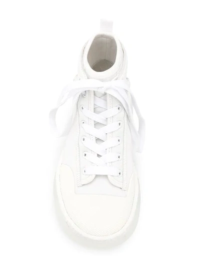 Shop Alexander Wang Lace Up Hi-top Sneakers In White