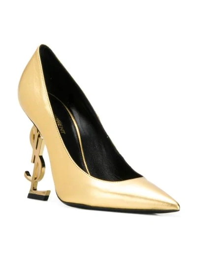 Shop Saint Laurent Opyum Pumps In Gold