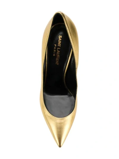 Shop Saint Laurent Opyum Pumps In Gold