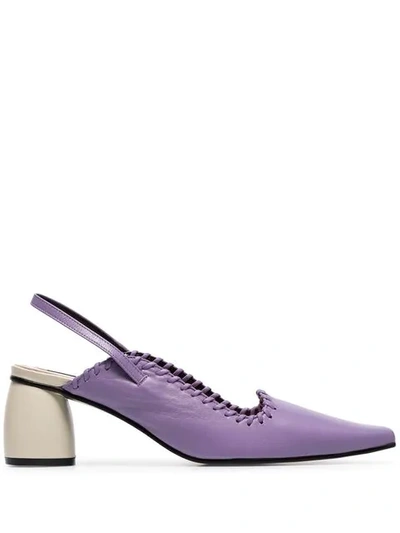 REIKE NEN PURPLE 60 SLINGBACK LEATHER PUMPS - 紫色