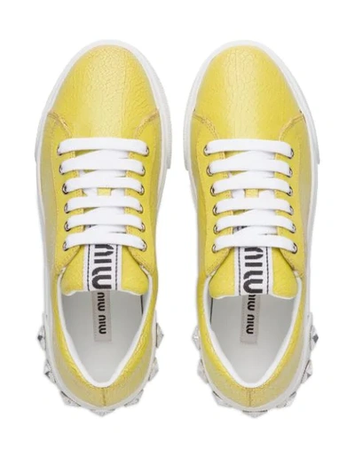 Shop Miu Miu Verzierte Sneakers In Yellow