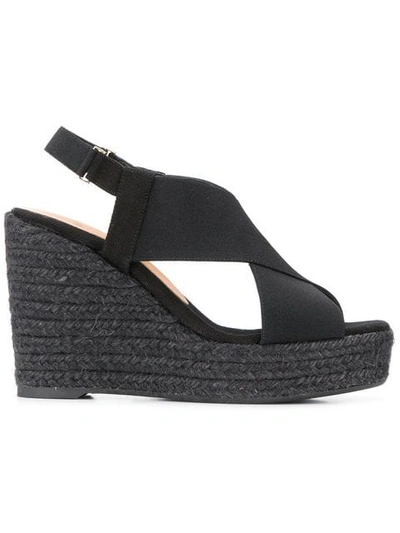 Shop Castaã±er High Wedge Sandals In Black