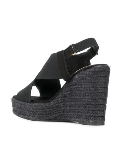 Shop Castaã±er High Wedge Sandals In Black