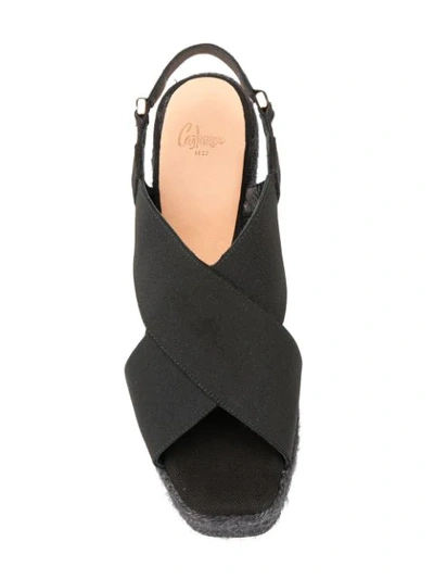 Shop Castaã±er High Wedge Sandals In Black