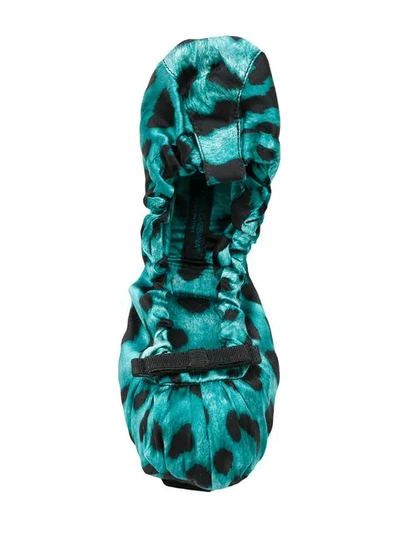 Shop Dolce & Gabbana Leopard Print Ballerinas In Blue