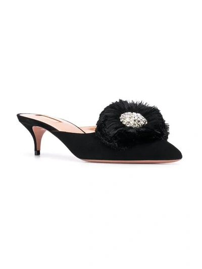 Shop Aquazzura Crystal Lotus Mules In Black